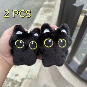 Resim 2 Adet Bıyık Harikaları Çizgi Film Siyah Kedi Peluş Oyuncaklar, Küçük Irk İnteraktif Evcil Hayvan Oyuncakları, Dayanıklı Yumuşak Gıcırtılı Doldurulmuş Hayvan, Pil Gerekmez 