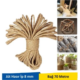 Resim Kafenn Jüt Hasır Örgülü Dekorasyon Halat 8 mm 70 mt 