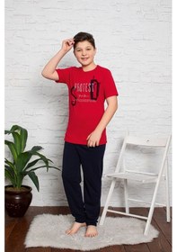 Resim Asel Erkek Çocuk Pijama Takımı Kırmızı 