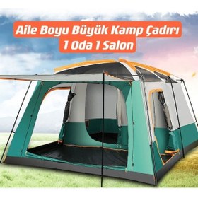 Resim Shufa Bej Büyük Uzay Açık Kamp Çadırları 8 -10 Kişi Çift Kat 1 Oda 1 Oturma Odası Kamp Çadırı 380 x 260 x 200 cm Bej 