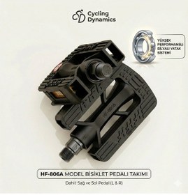 Resim Heugers Reflektörlü Bilyalı Bisiklet Pedalı Hf-806a Kaymaz Yüzeyli Dayanıklı Pedal Seti Sağ + Sol 