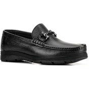 Resim Cabani Hakiki Deri Siyah Tokalı Erkek Günlük Ayakkabı Siyah 