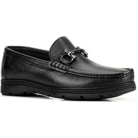 Resim Cabani Hakiki Deri Siyah Tokalı Erkek Günlük Ayakkabı Siyah 