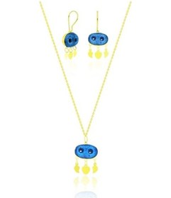 Resim 925 Ayar Gümüş Iki Gözlü Süryani Nazar Boncuğu Küpe Ve Kolye (551170709) 