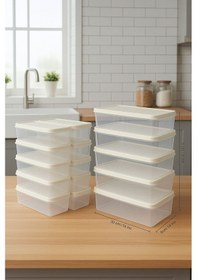 Resim 15 Adet Saklama Kabı 5 Büyük-10 Orta Boy 4 Litre + 1,3 Litre Derin Dondurucu Mikrodalga Uyumlu Şampanya 