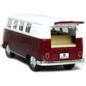 Resim 1:32 Ölçek Metal Çek Bırak Nostaljik Volkswagen T1 Minibüs Vosvos Oyuncak Araba - Bordo 13 Cm 