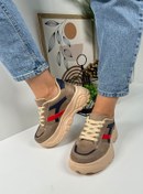 Resim Nstil Günlük Kadın Vizon Lacivert Kırmızı Sneaker Yüksek Taban Bağcık Tiger Şerit Ayakkabı 032 