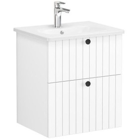 Resim VitrA Root 69415 Groove Lavabo Dolabı, Iki Çekmeceli, 60 Cm, Mat Beyaz, Yuvarlak Lavabolu 