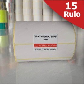 Resim Termal Etiket 100X70 - Barkod Etiketi 15 Rulo 5.250 Adet 