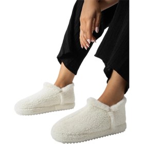 Resim Liger Kadın Panduf | Ev Botu | Ev Ayakkabısı Eva Kalın Hafif Kaymaz Taban BEYAZ 