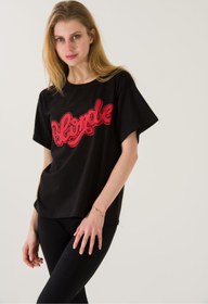 Resim PONÇİK Kadın Blonde Baskılı Siyah T-shirt 21005 