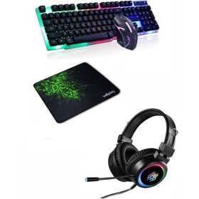 Resim Snexpres Yoro V5 Işıklı Oyuncu Kulaklığı + Gamer Klavye + Gamer Mouse Seti V5 Klavye Mouse Seti 