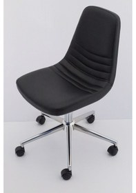 Resim Siyah Deri Rahat Ofis Çalışma Sandalyesi 