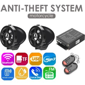 Resim Pengfushop5 Motosiklet Hırsızlık Alarm Sistemi Claolors Basit Kalıcı Mp3 Fm Radyo Bluetooth Uyumlu Hoparlör Ses Sistemi (Yurt Dışından) 