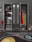 Resim Kenzlife Gardırop 6 Kapılı Çekmeceli Begonvil150 Gri Aynalı Kapaklı Gardolap Dolap 