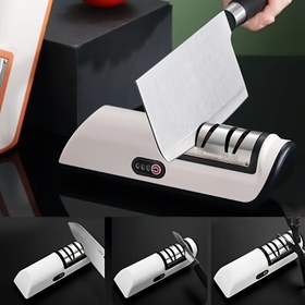 Resim Profesyonel USB Şarj Edilebilir Elektrikli Bıçak Bileme Makinesi, 2. Seviye 20° Eğik Kenarlı Mutfak Bıçakları İçin - Hızlı Bileme ve Parlatma, Şef Bıçakları, Santoku Bıçakları, Parlatma Bıçakları, Seramik Bıçaklar, ABS Malzeme, Lityum Pil ile Çalışır, Mutfak Aracı Bileme 