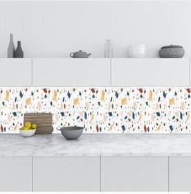 Resim Mutfak Tezgah Arası Folyo Fayans Kaplama Folyosu Renkli Duvar Sanatı 