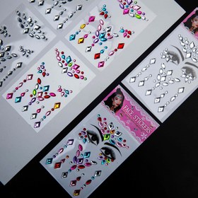 Resim 12 adet/takım, Kendinden yapışkanlı Rhinestone çıkartmaları, Çok renkli karışık şekilli kristal kendinden yapışkanlı Rhinestone yüz takıları, Makyaj, Gözler, Yüz, Saç, Tırnaklar, Vücut, DIY El Sanatları ve Dekoratif Çıkartmalar için 