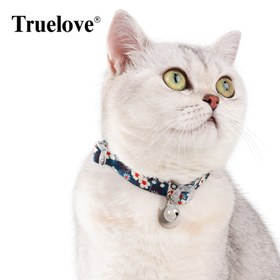 Resim Zilli, Çiçekli Mavi Kedi Boyun Tasması - S 