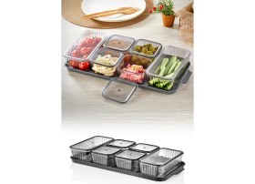 Resim Vienev 13 Parça Mika Kahvaltılık Seti – 6 Bölmeli Kapaklı Dikdörtgen Tasarım, Şık ve Pratik Kullanım 