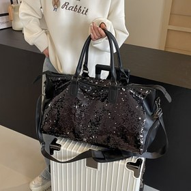 Resim 2024 Yeni Moda Payetli Büyük Kapasiteli Omuz Çapraz Vücut Seyahat Çantası Kadın Çantası Her Şeye Uygun Tote Fitness Çantası 