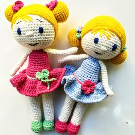 Resim El Örgüsü Amigurumi Bebekler Özel Tasarım - Mavi Elbise 