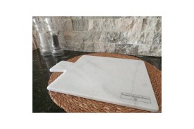 Resim Feyza Design Beyaz Ince Mermer Kesme Tablası, Şık ve Dayanıklı Mutfak Aksesuarı 