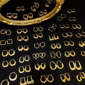 Resim 12 Çift/Kutu Kadın Takı Setleri, Şık Geometrik Düzensiz Paslanmaz Çelik Küpeler, Basit ve Kompakt Kulak Klipsleri, Partiler, Rahat Toplantılar ve Hediyeler İçin Uygun, Karışık Stiller Rastgele Gönderilir. 