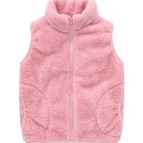 Resim Kız Çocukları için Cepli Peluş Yelek 