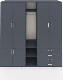 Resim Kronos Dolap 14 Raflı 4 Çekmeceli Tek Askılı 220x59x243 Antrasit-antrasit/antrasit Çok Renkli 