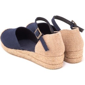 Resim Star Tombis Gerçek Elişi Hasır Jüt Bantlı Günlük Kadın Espadril Handmade Lacivert 