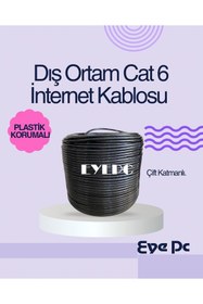 Resim EYE PC 90 Metre Iç Dış Ortam Cat 6 Kablo Internet Modem Pc Arası Uçları Takılı 