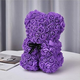 Resim Keyfim Shop Işıklı Teddy Rose Mor Gül Ayıcık 