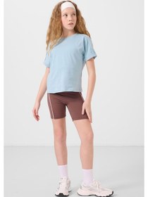 Resim Tommylife Kahverengi Esnek Standart Fit Basic Performans Kız Çocuk Tayt - 75189 Kahverengi 