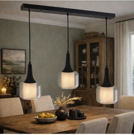 Resim Tt603-3s-fullsy Tt Ayd. Mat Siyah 3 Lü Silindir Çift Camlı Avize Siyah - Bal Cam 