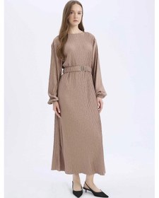 Resim DeFacto Regular Fit Pilise Uzun Kollu Maxi Tesettür Elbise E1952AX25SPBG267 