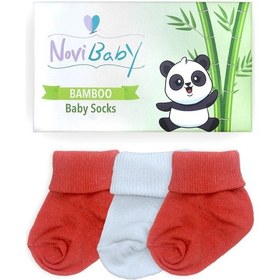 Resim Novibaby 3'lü Bambu Yenidoğan Bebek Çorabı I White Orange I 0-6 a "Karışık Renkli" 