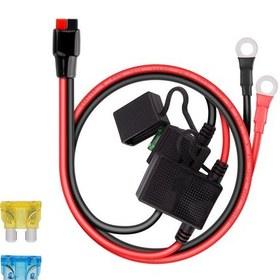 Resim Çift Pozitif / Negatif Atc Tarzı Sigorta Tutucu 10awg Kablo, Halka Terminalleri Ve 4 Konnektörlü 