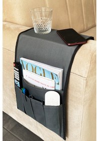 Resim Gri Koltuk Kenarı Kumandalık Portatif Yan Sehpa 