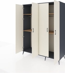 Resim Kronos Gardrop 4 Raflı 4 Kapaklı 4 Askılı 176x59x221 Antrasit-aytaşı/çam Aytaşı/çam 