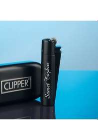Resim İsme Özel Siyah Clipper Metal Çakmak 