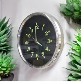 Resim Fosforlu Karanlıkta Parlayan Kabartma Rakam Kromaj Plastik Duvar Saati 33 Cm Gümüş 