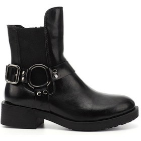 Resim Gönderi R Siyah Fermuarlı Kalın Topuklu Biker Bot Siyah 