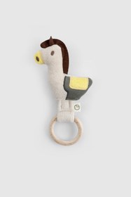 Resim Ahşap Saplı Diş Kaşıyıcı ve Bej Çıngırak Tay - Renkli / One Size 