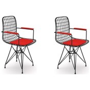 Resim Knsz kafes tel sandalyesi 2 li mazlum syhkrm kolçaklı ofis cafe bahçe mutfak 