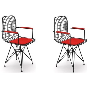 Resim Knsz kafes tel sandalyesi 2 li mazlum syhkrm kolçaklı ofis cafe bahçe mutfak 