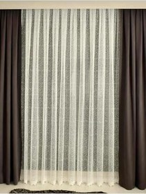 Resim Altuntaş Tasarım Ütü Istemez Kırışmaz Damla Yıldız Desenli Tül Perde 1x2 Kat Pileli Kırık Beyaz 270 x 270 