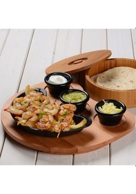 Resim Lava Döküm Böbrek Formlu Fajita Tabağı Ölçü 10x20cm. 