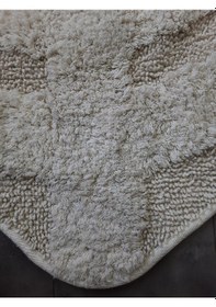 Resim Yaprak Krem Doğal Pamuklu Banyo Paspası 100x100 Cm Tek Parça Krem 