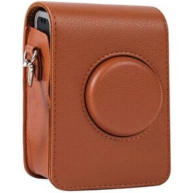 Resim Fujifilm Instax Mini Evo Uyumlu Kahverengi Askılı Deri Çanta 